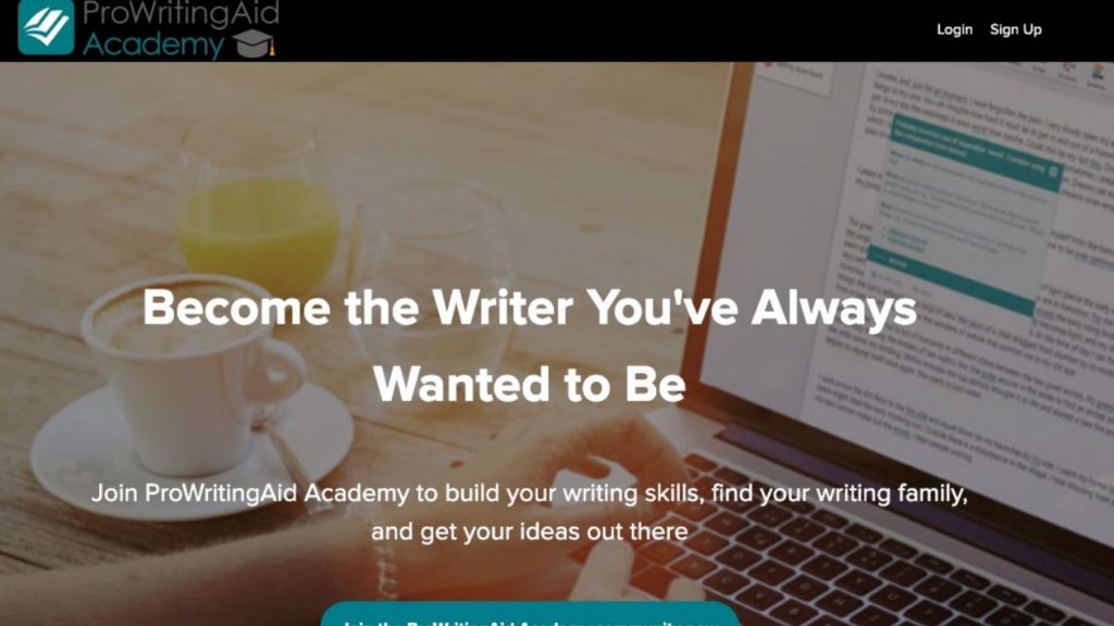 A picture of Prowriting Aid Academy's website