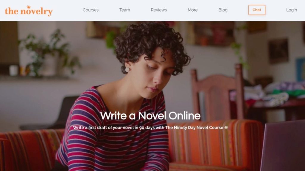 A screenshot of The Novelry's website