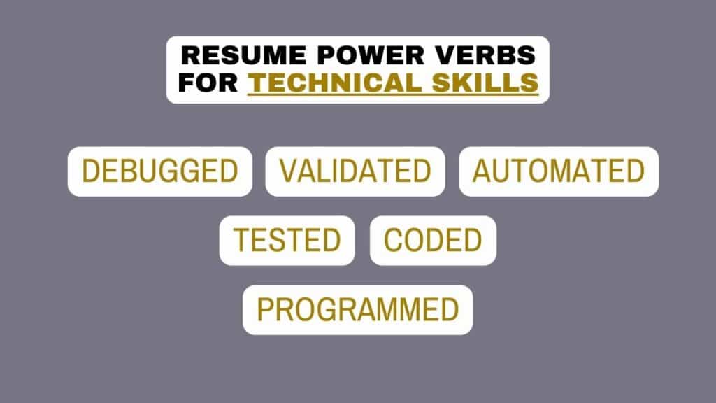 photo showing some resume power verbs for technical skills