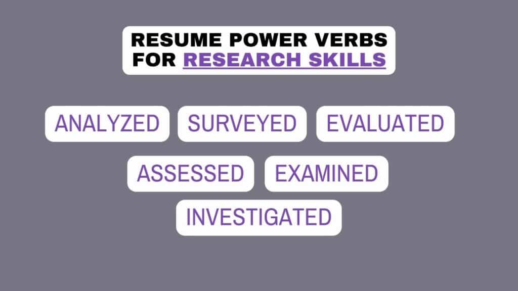photo showing some resume power verbs for research skills