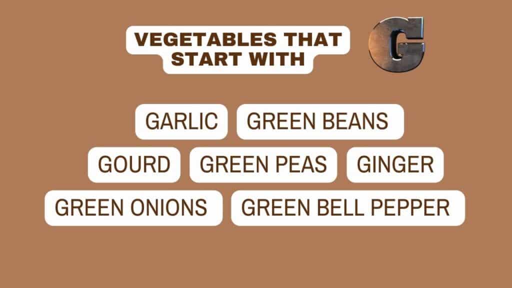 Photo showing a list of G vegetables.
