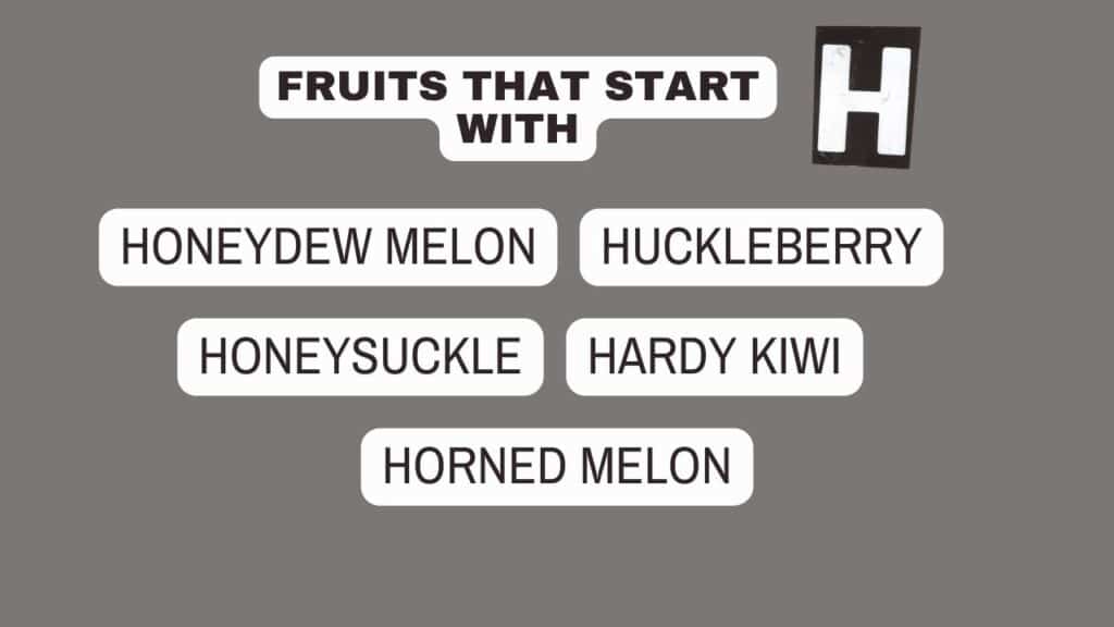 Photo showing a list of fruits that start with H