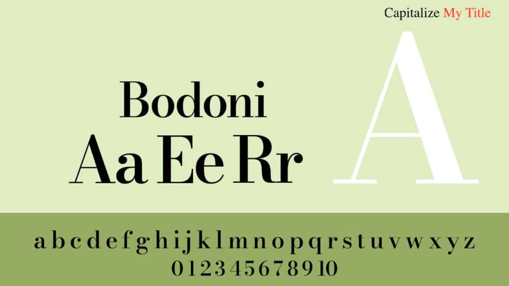 Photo showing the Bodoni typeface