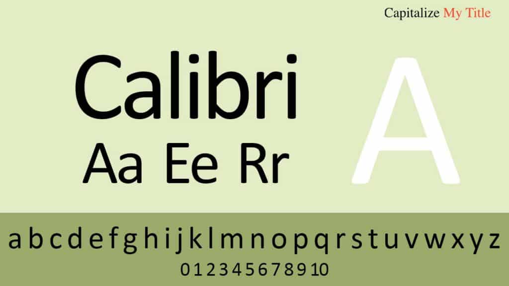 photo showing Calibri font for resumes. 