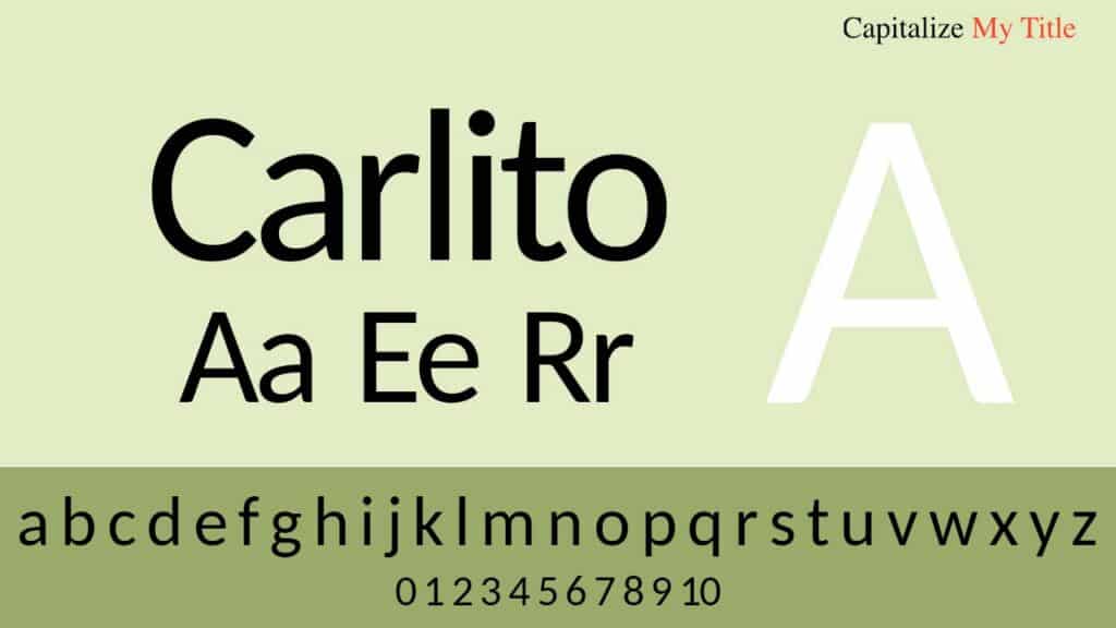 photo showing Carlito font for resumes. 