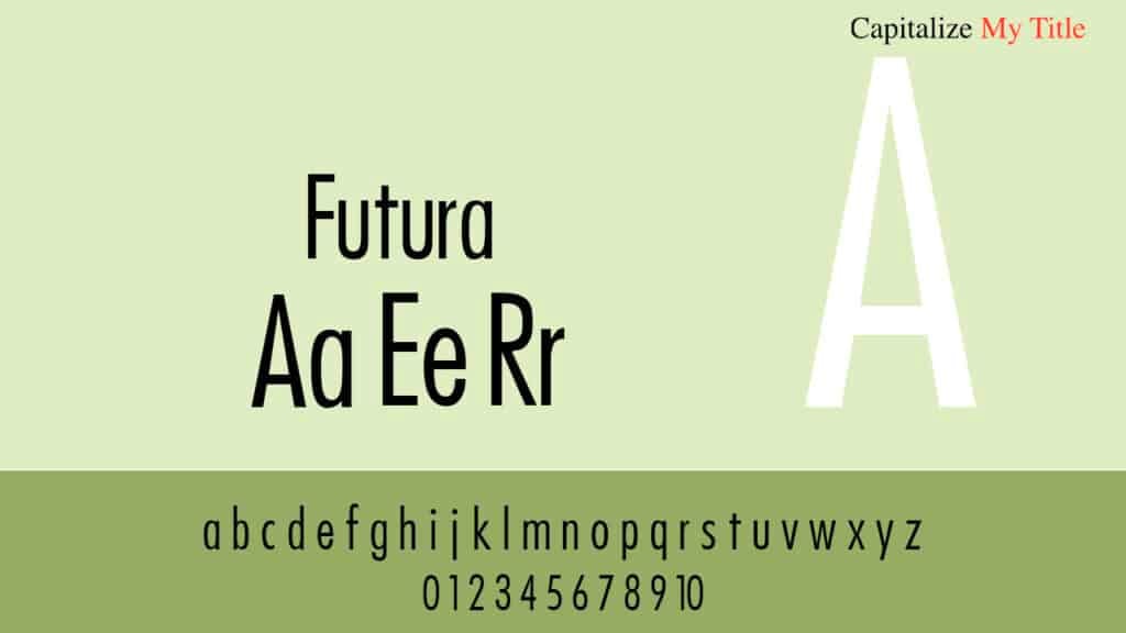 Photo showing the futura font.