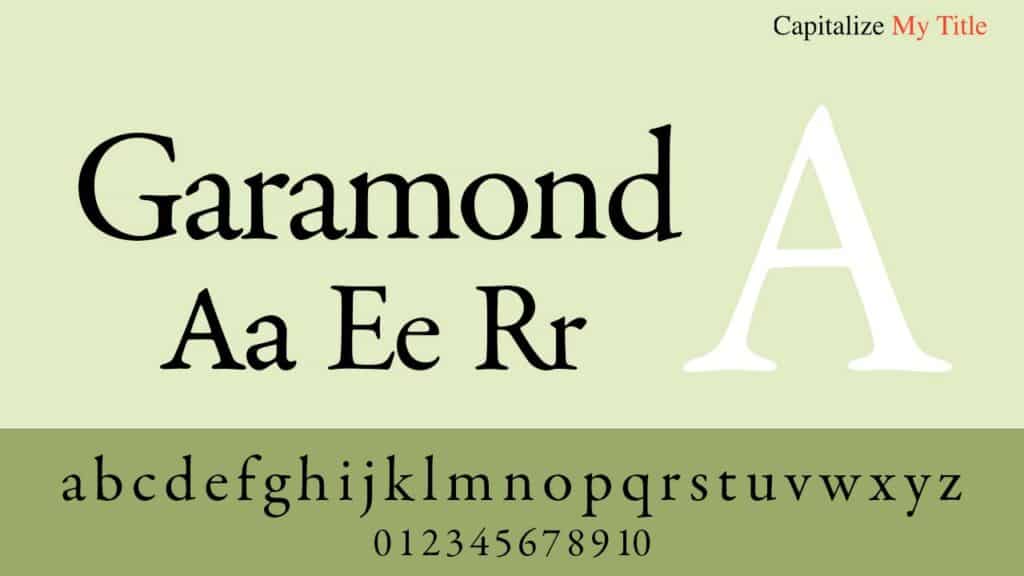 Photo showing Garamond font for resume. 