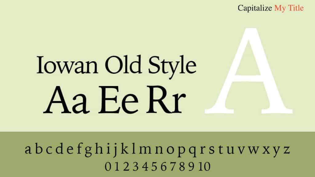 Photo showing Iowan Old Style Roman font