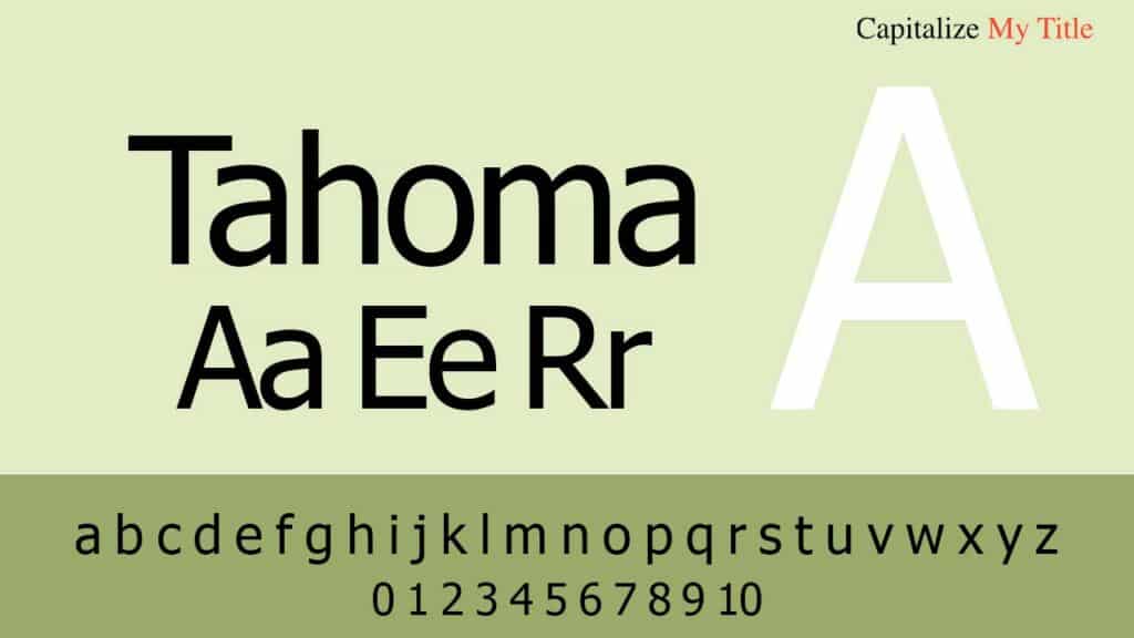 Photo showing Tahoma font for resume. 