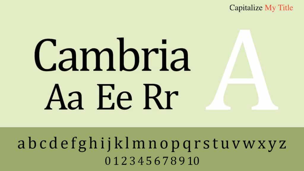 Photo showing Cambria font. 