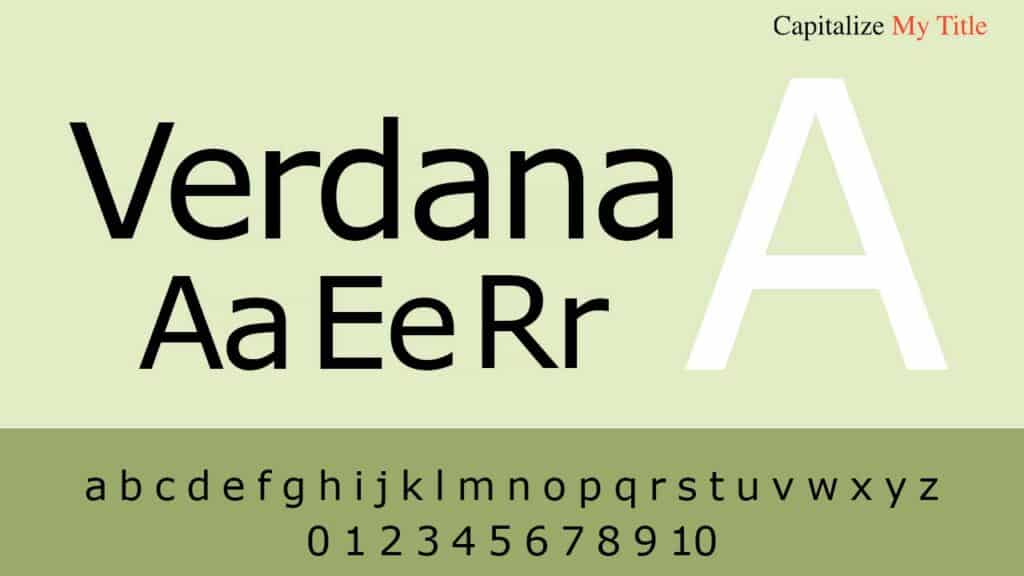 photo showing verdana font
