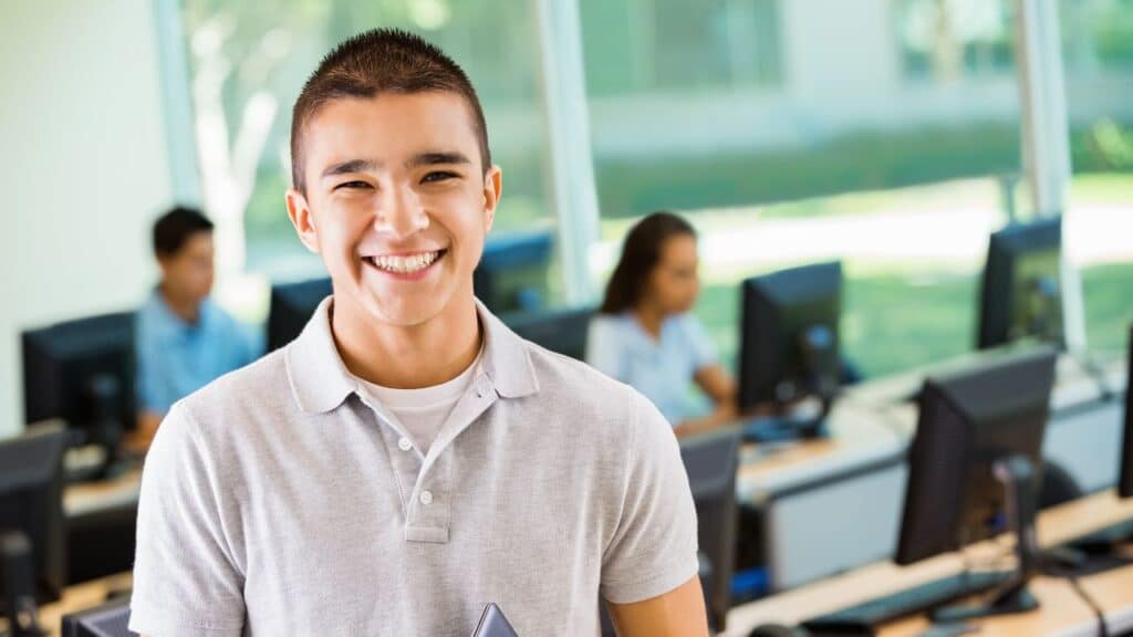 Photo of a smiling male student