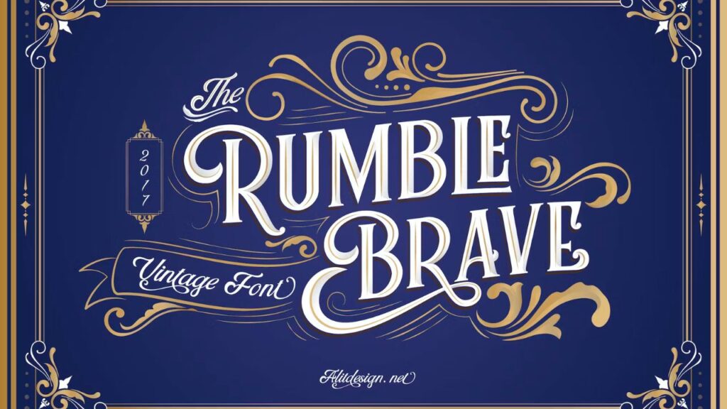 Photo showing the vintage font for tattoos called The Rumble Brave
