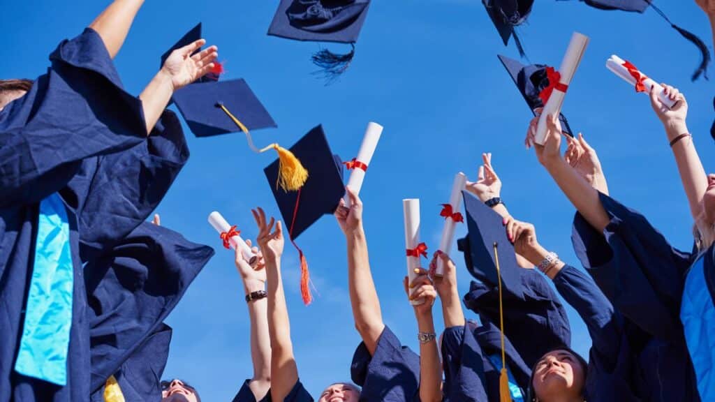 Student celebrating graduation