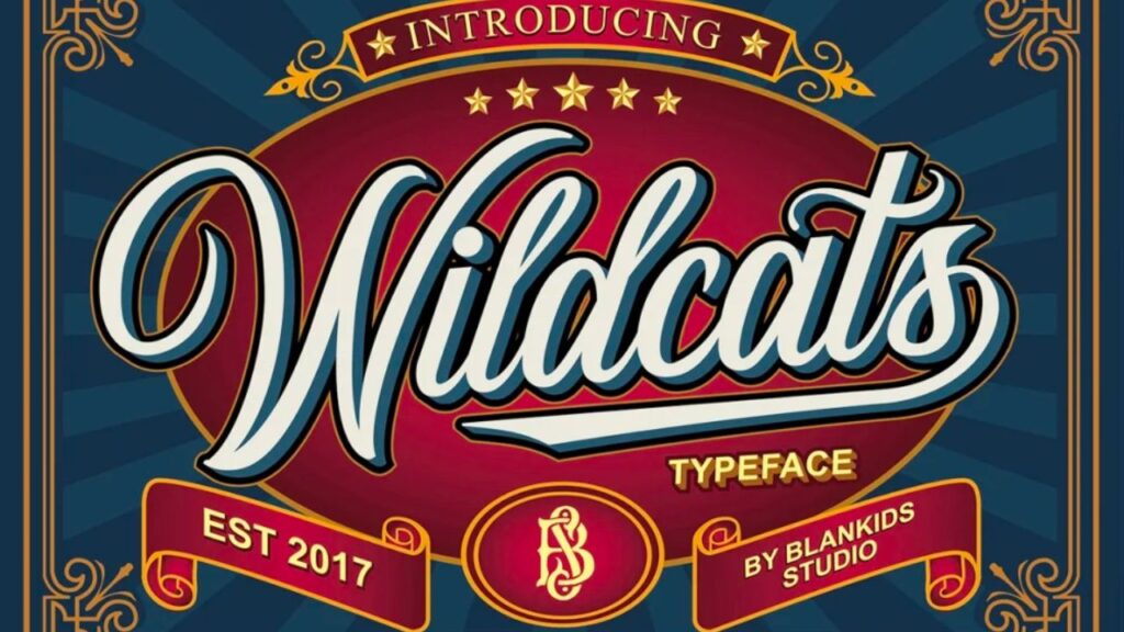 Photo showing the font Wildcats, a popular font for tattoos.