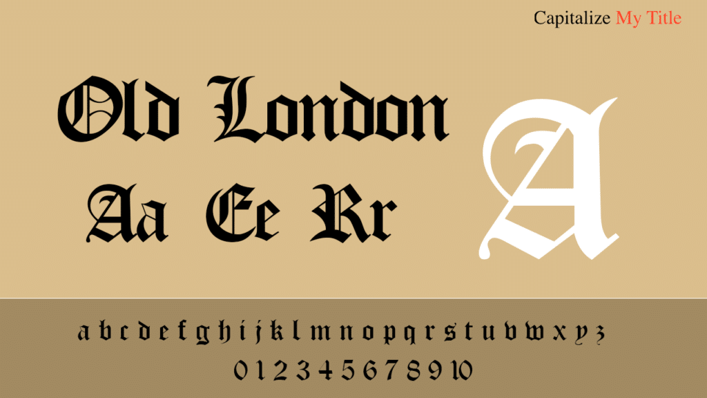 Photo showing Old London font