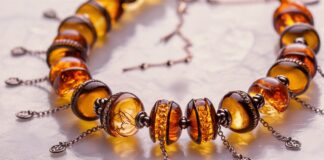 A Stunning Close Up Image Of A Delicate Amber Necklace