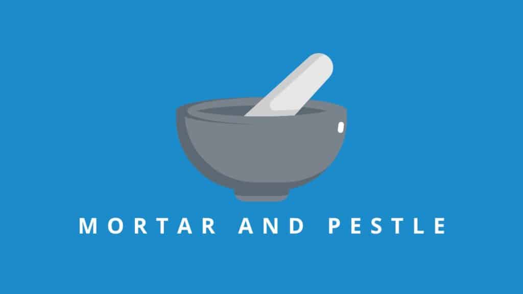 Photo of a mortar and pestle for Capitalize My Title's lab equipment names