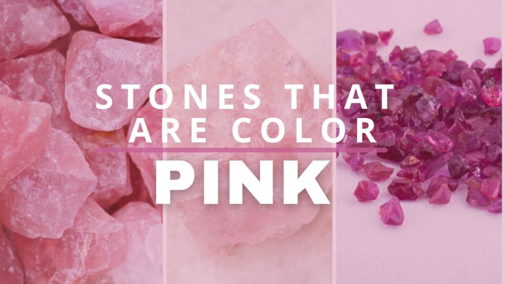 Photo collage of stones that are color pink