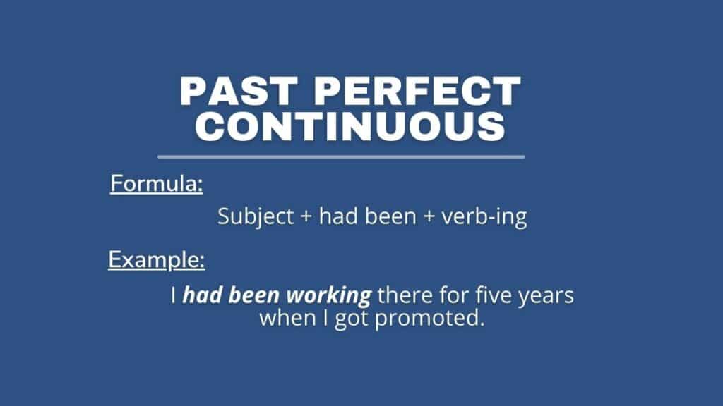 Photo showing past perfect continuous tense with formula and an example