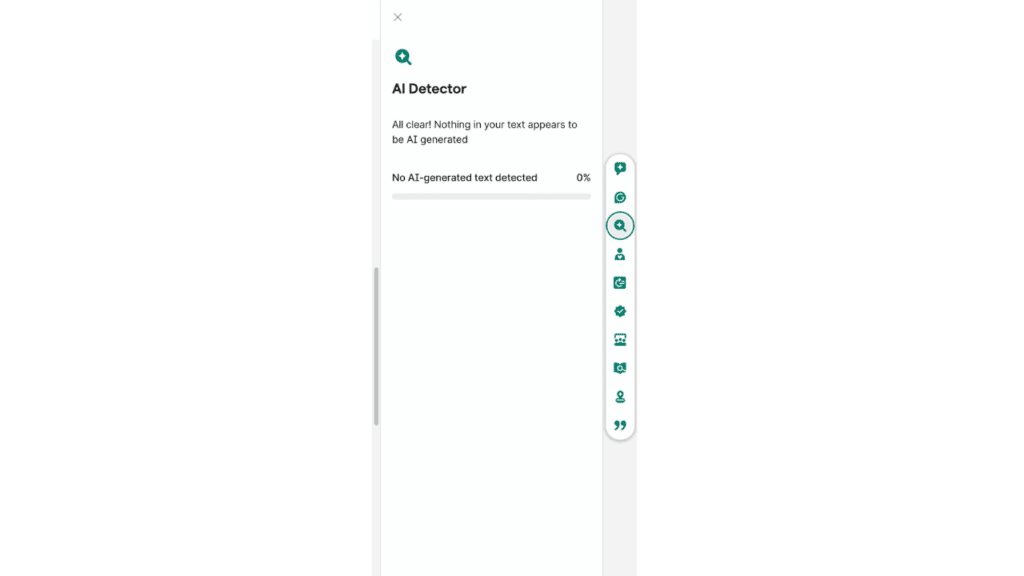 Photo showing the AI Detector feature of Grammarly