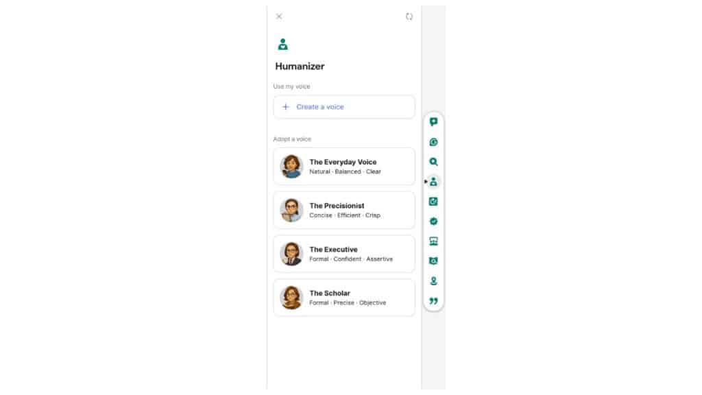 Photo showing the Humanizer AI of Grammarly