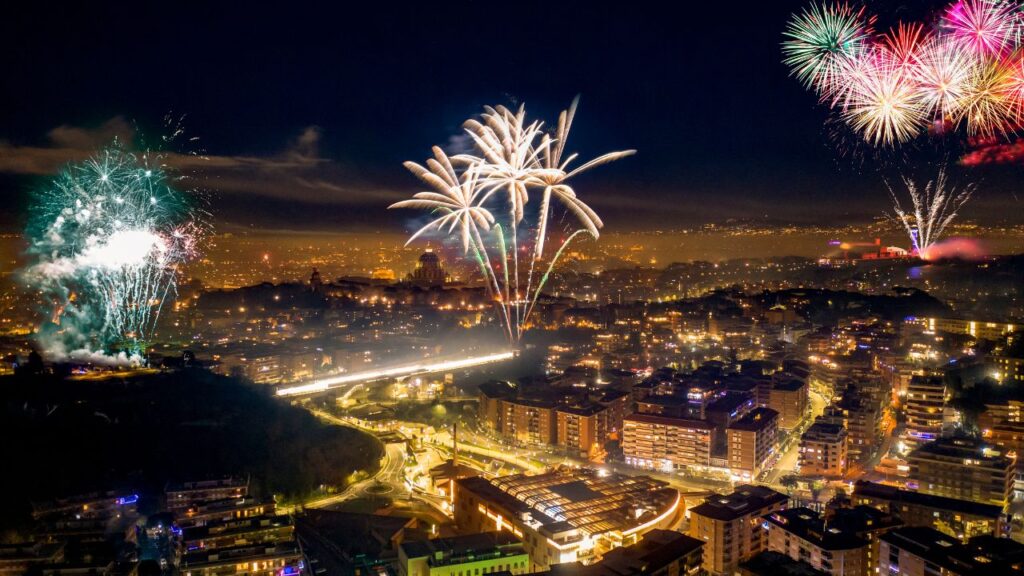 Aerial view of New Year's celebrations