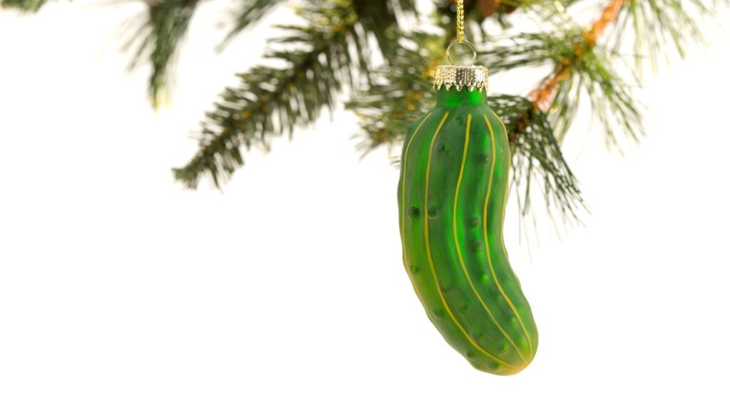 Photo of a glass pickle ornament