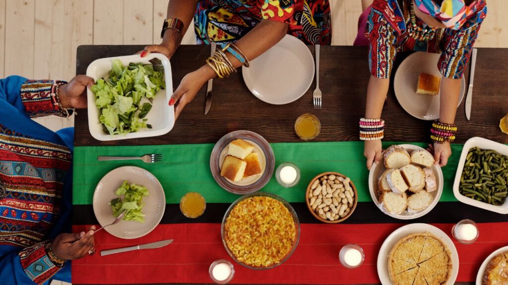 Photo showing a family celebrating Kwanzaa