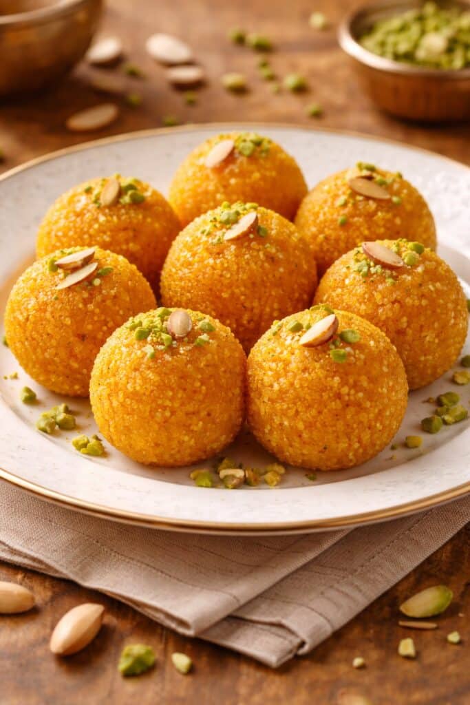 Photo showing a plate of laddoos
