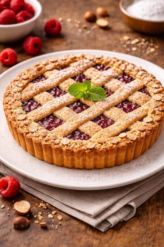 Photo showing a plate of Linzer Torte