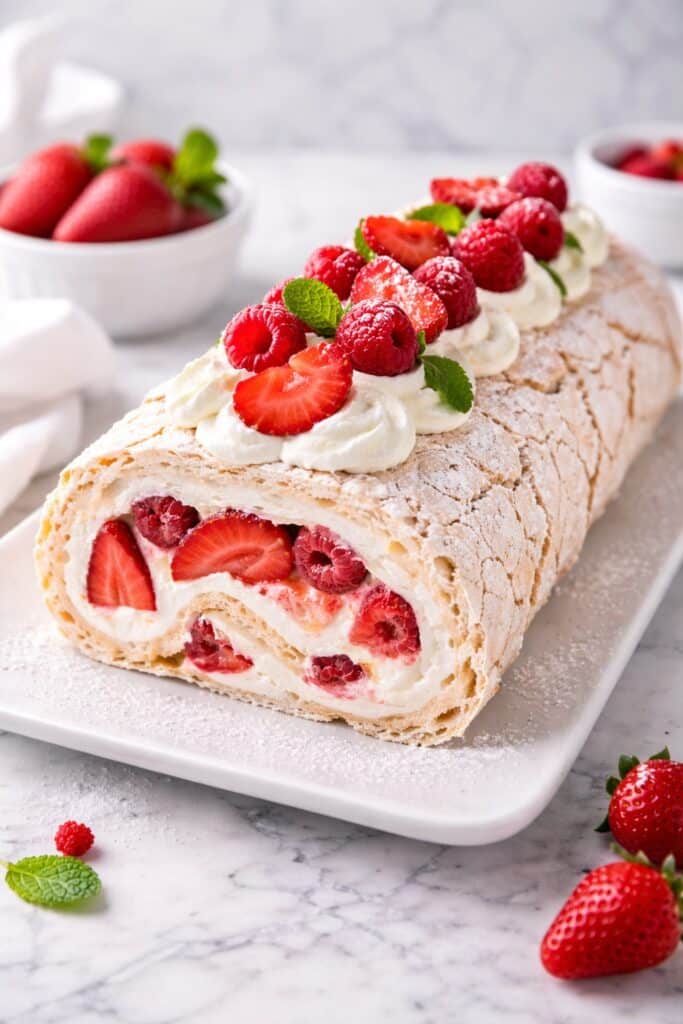 Photo of a meringue roulade