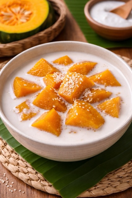 Photo showing a bowl of Fak Thong Kaeng Buat