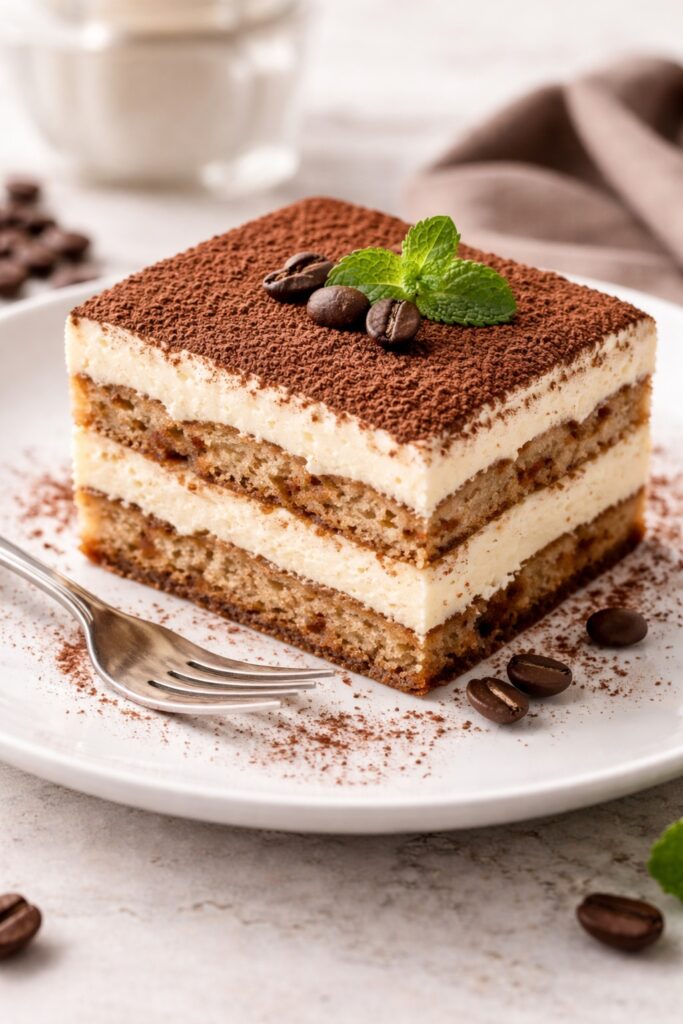 Photo of a Tiramisu on a plate
