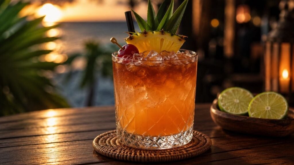 Photo of a Mai Tai on a table