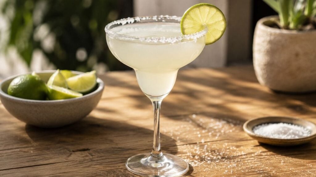 Photo showing a margarita on a table